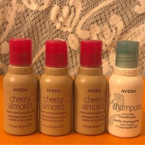 Aveda Cherry Almond Hand&Body Wash and Shampure Conditioner Travel Set